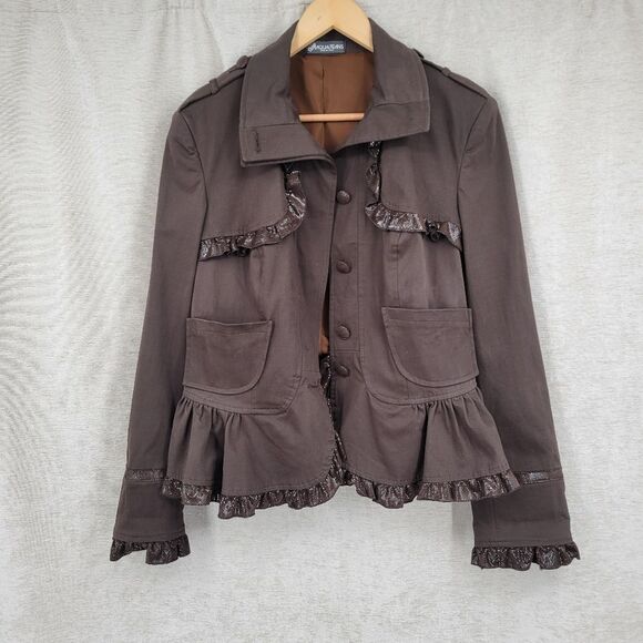 Italian Y2K Choclate Brown Ruffled Skirt and Blazer Set Steampunk Dark Academia - Picture 10 of 16